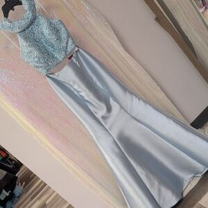 Elegant Sleeveless Blue Prom Dress